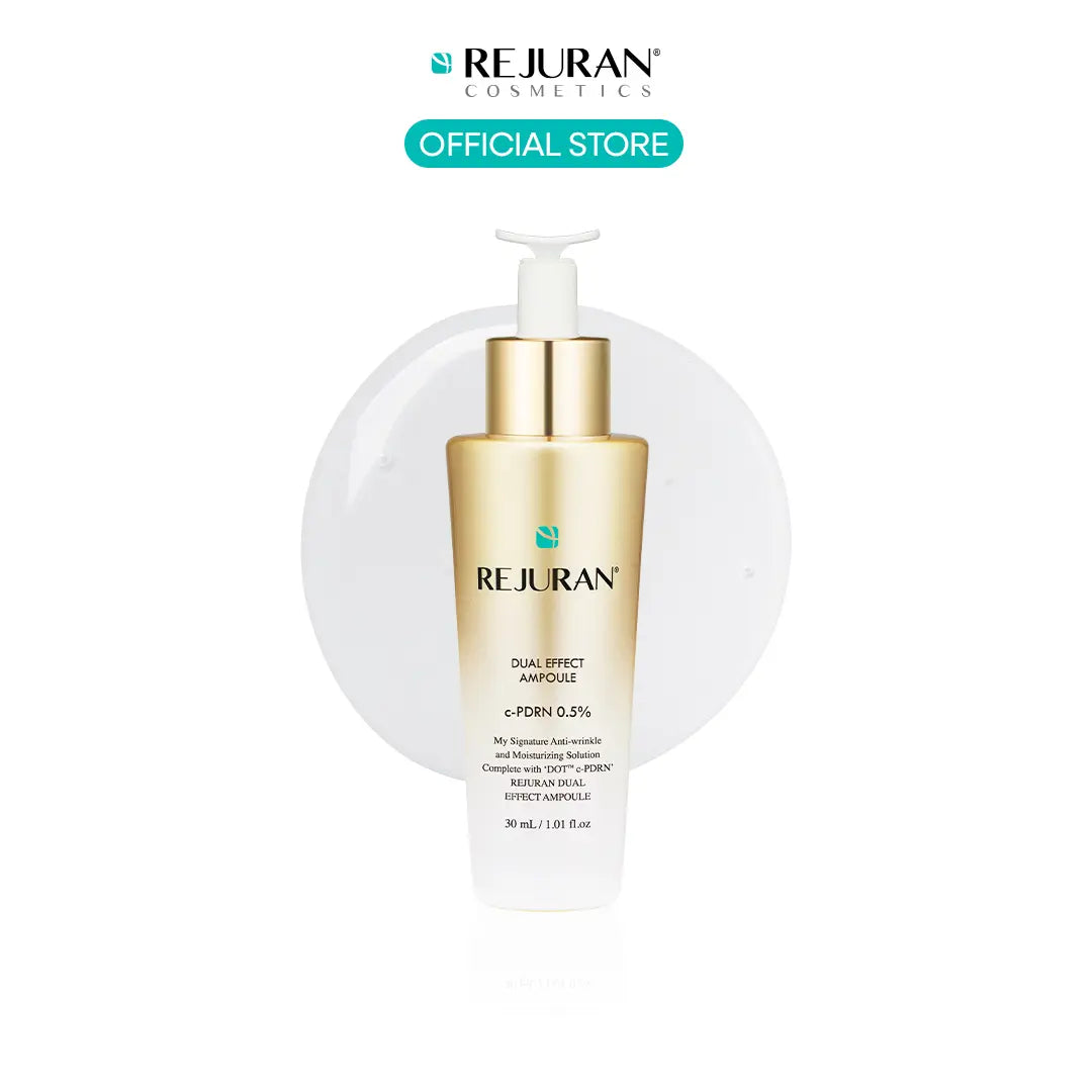 REJURAN Dual Effect Ampoule, DOT DUAL C-Pdrn - Rejuvenating Face Serum for Radient Glass Skin, Wrinkle and Fine Line Treatment, Firming, and Deep Hydration, Korean Skincare (1.01 Fl Oz)