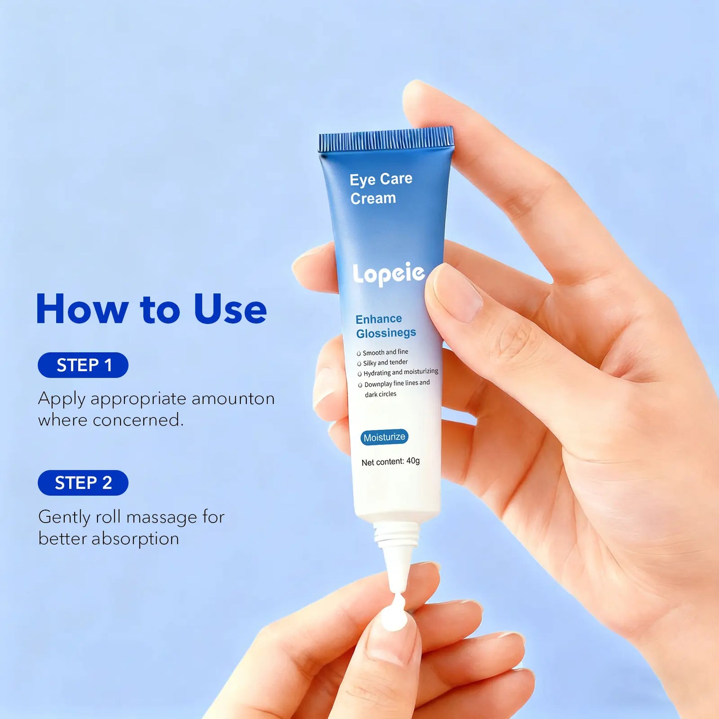 Lopeie Eye Cream with Hyaluronic Acid, Caffeine, Peony Seed Oil & 5-Peptide Complex – Hydrates, Brightens & Reduces Puffiness