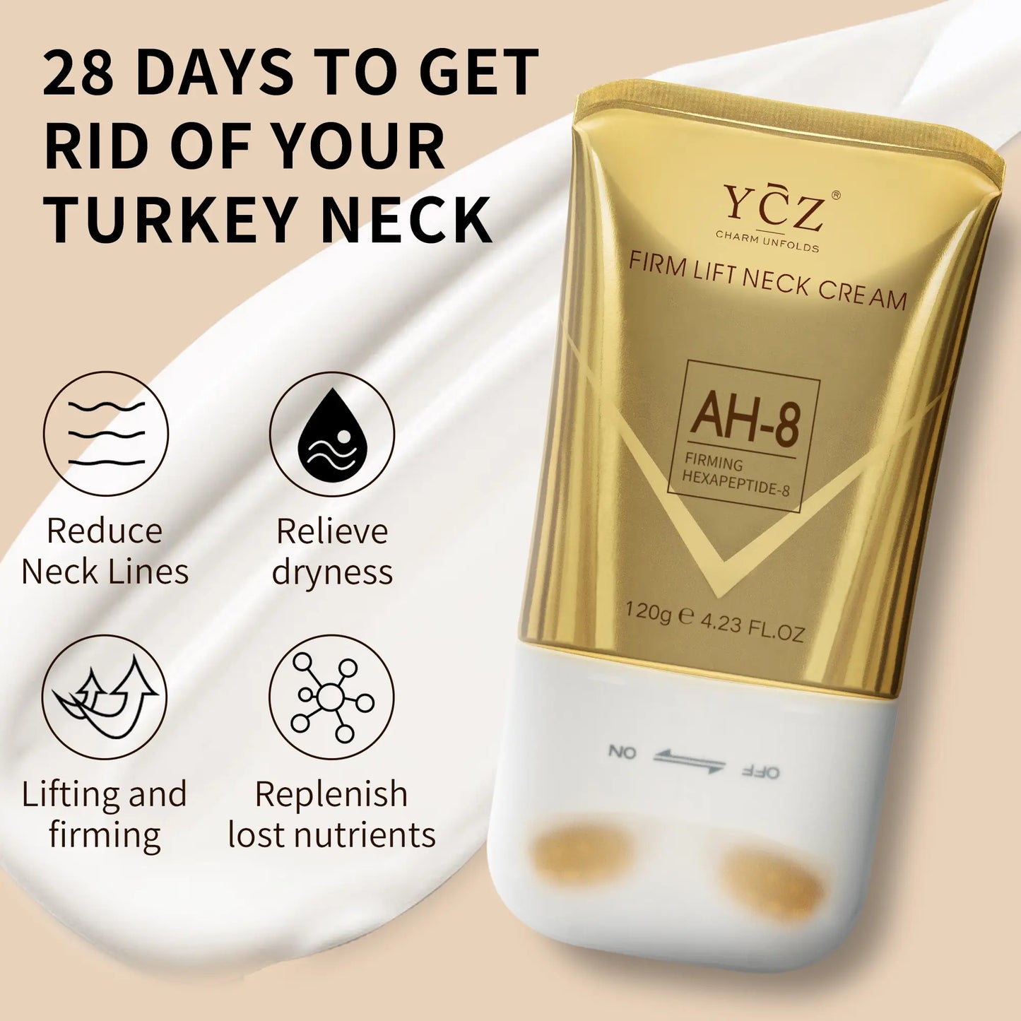 YCZ Neck Firming Cream, Upgraded Formula | Deep Moisturizing for Crepey Skin on Neck, Arms, Thighs & More | Cruelty-Free Skincare #Summervibes