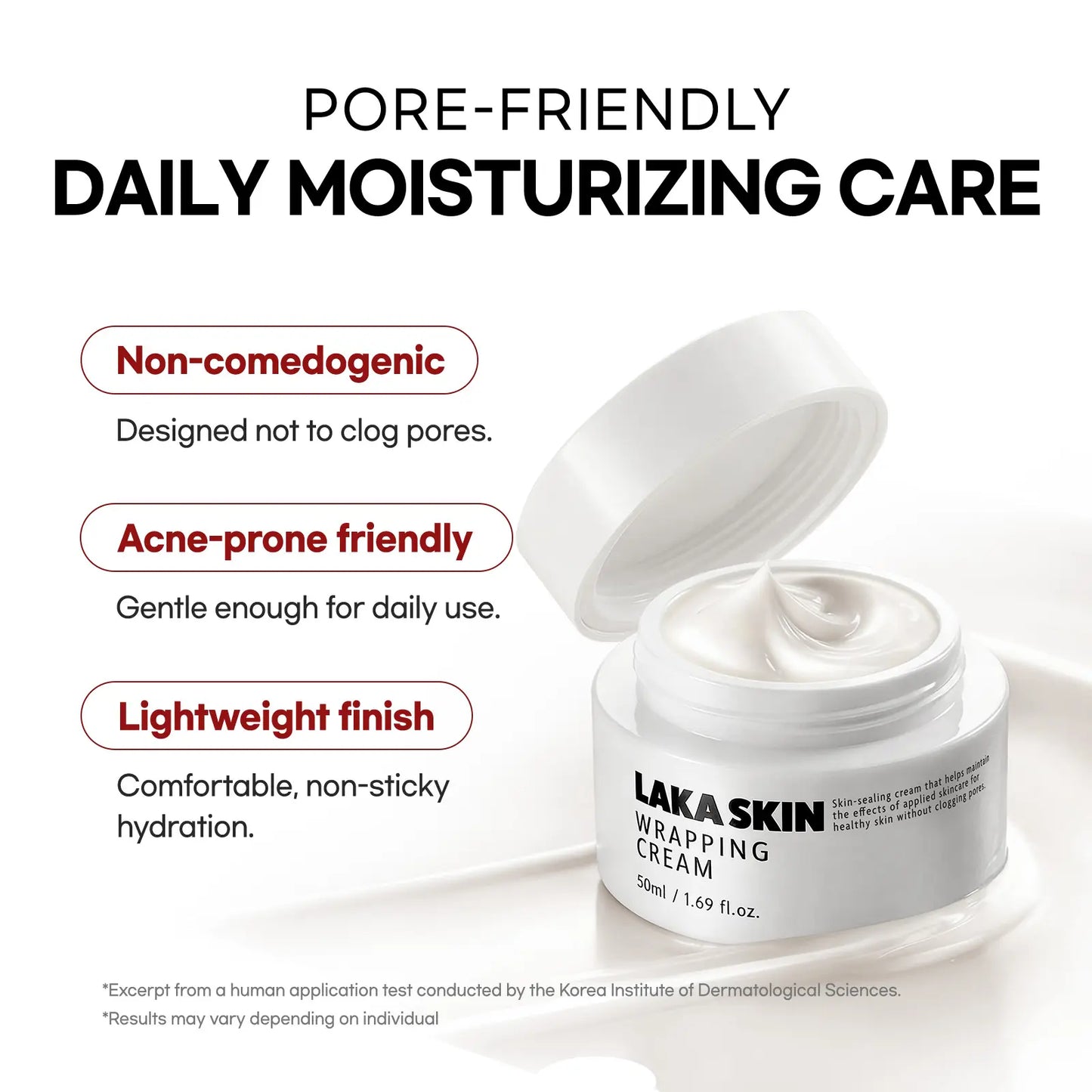 [LAKA SKIN] Wrapping CreamㅣMakeup-Prepping CreamㅣMaintains Applied Skincare Benefits, Boosts HydrationㅣCeramide, Dual PdrnㅣK-Beauty, Korean Skincare