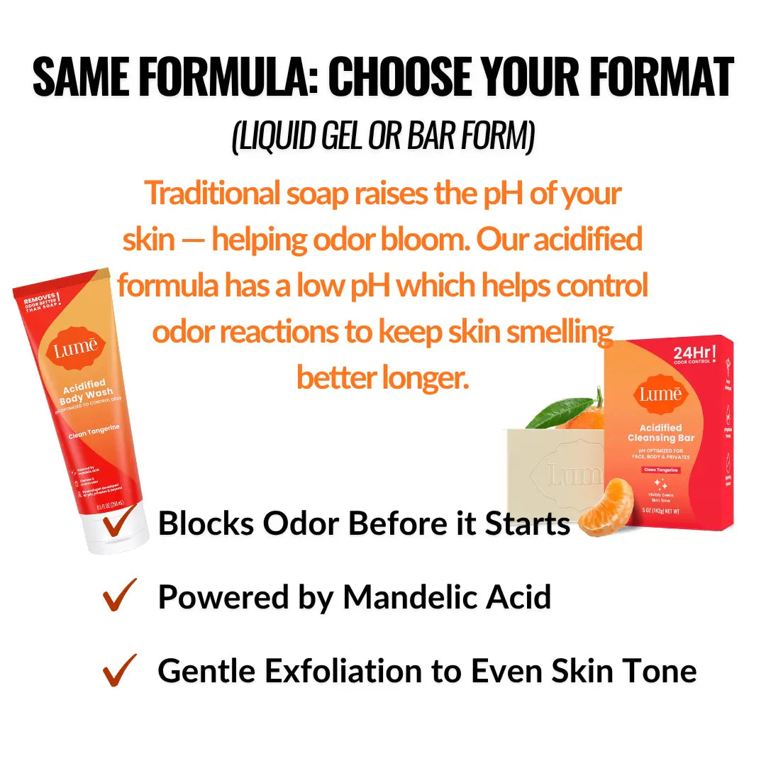 Ph Optimized Body & Intimate Wash Bundles: Acidified Body Wash or Cleansing Bar Soap - Shampoo, Face, Body, and Shave Bar or Hydrating AHA Body Wash Gel. Powered by Mandelic Acid