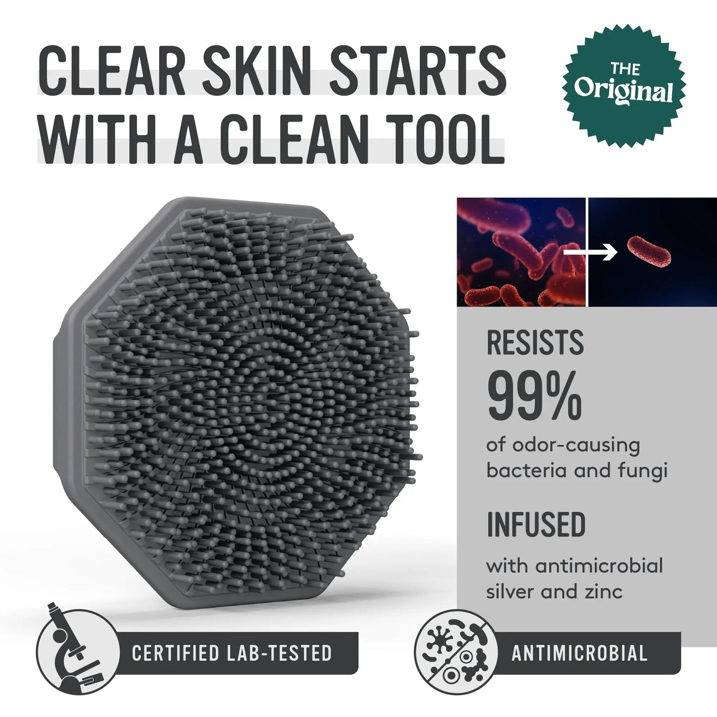 Sud Scrub Face Scrubber – Antimicrobial Silicone Facial Cleansing Brush for Acne, Blackheads, Pores & Sensitive Skin | Exfoliating Face Cleanser Tool for Oily Skin, Dead Skin Removal, Deep Clean, Skincare Tool for Men & Women