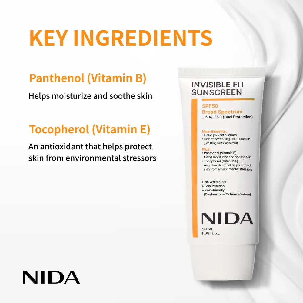 NIDA Invisible Fit Sunscreen Lightweight Spf Sensitive Facial