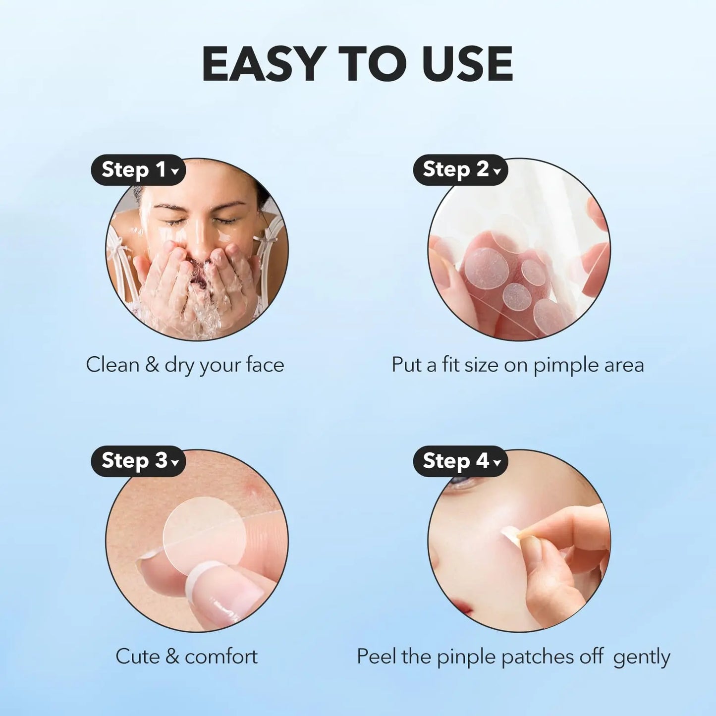 QUSTERE Pimple Patches for Face, Hydrocolloid Acne Patches, Cute round Shape Zit Covers, Spot Stickers with Tea Tree, Salicylic Acid & Cica Oil| 2 Sizes (9Mm, 12Mm) |288 Count Skincare Clear