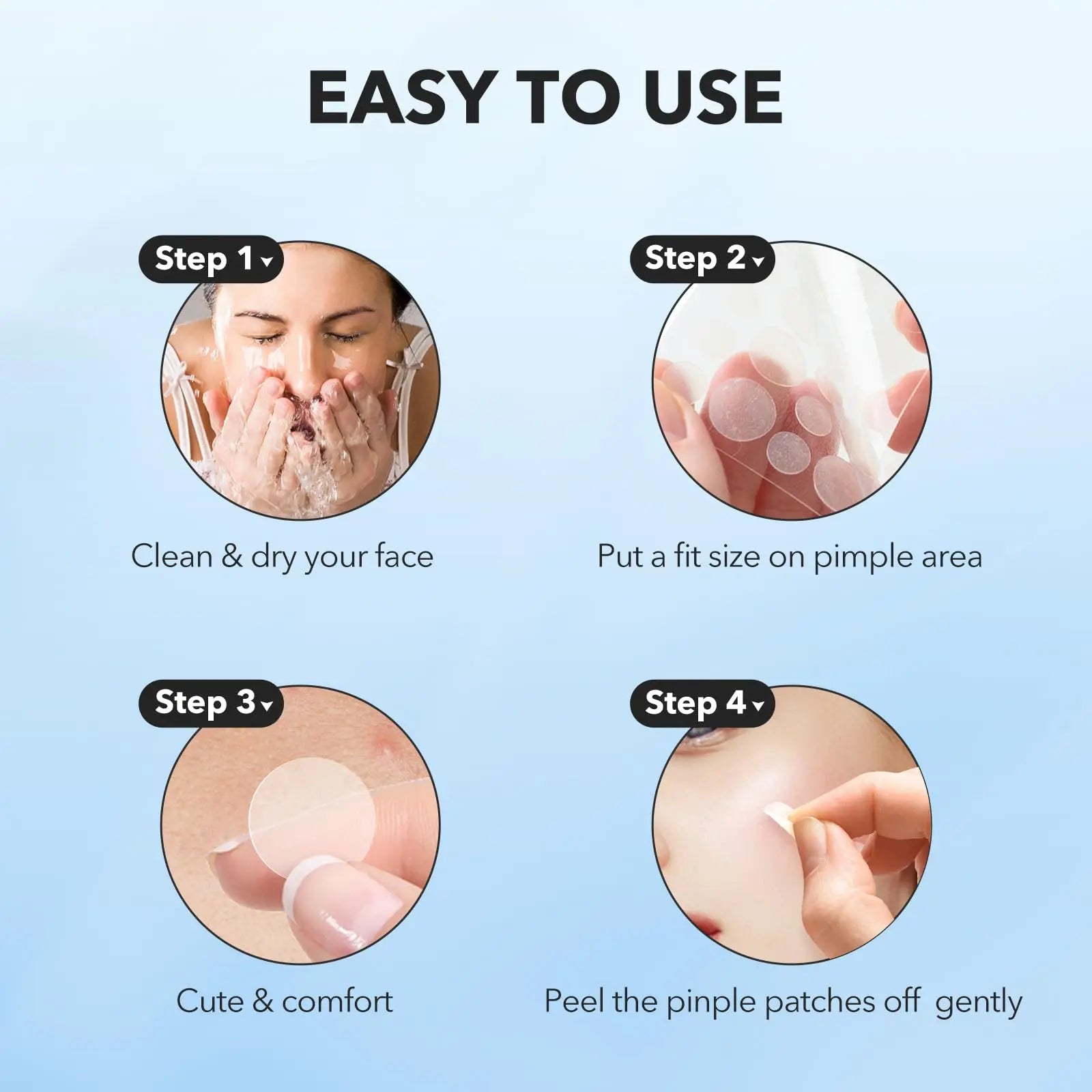 QUSTERE Pimple Patches for Face, Hydrocolloid Acne Patches, Cute round Shape Zit Covers, Spot Stickers with Tea Tree, Salicylic Acid & Cica Oil| 2 Sizes (9Mm, 12Mm) |288 Count Skincare Clear