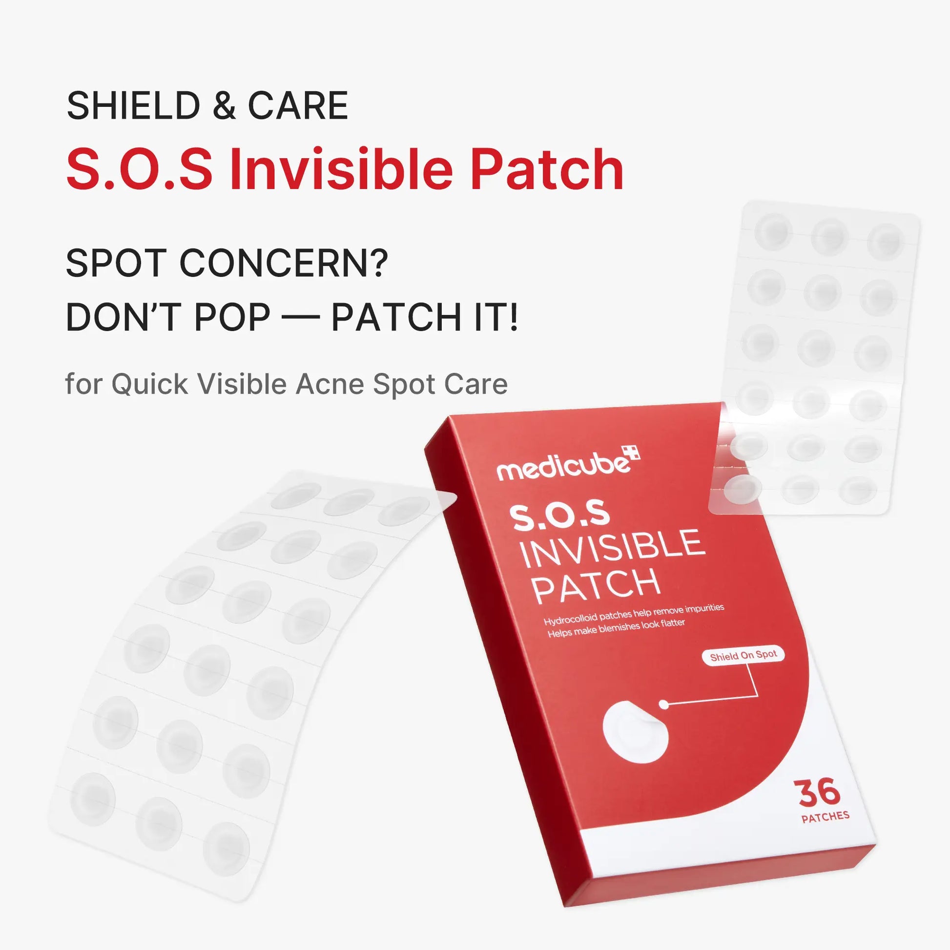 [NEW] [Medicube] S.O.S Invisible Patch | Ultra-Thin Hydrocolloid Patch | Spot Care with Salicylic Acid, Tea Tree Oil | Invisible Cover, Absorbs Gunk, Non-Comedogenic Tested | Korean Skincare, 36 Count