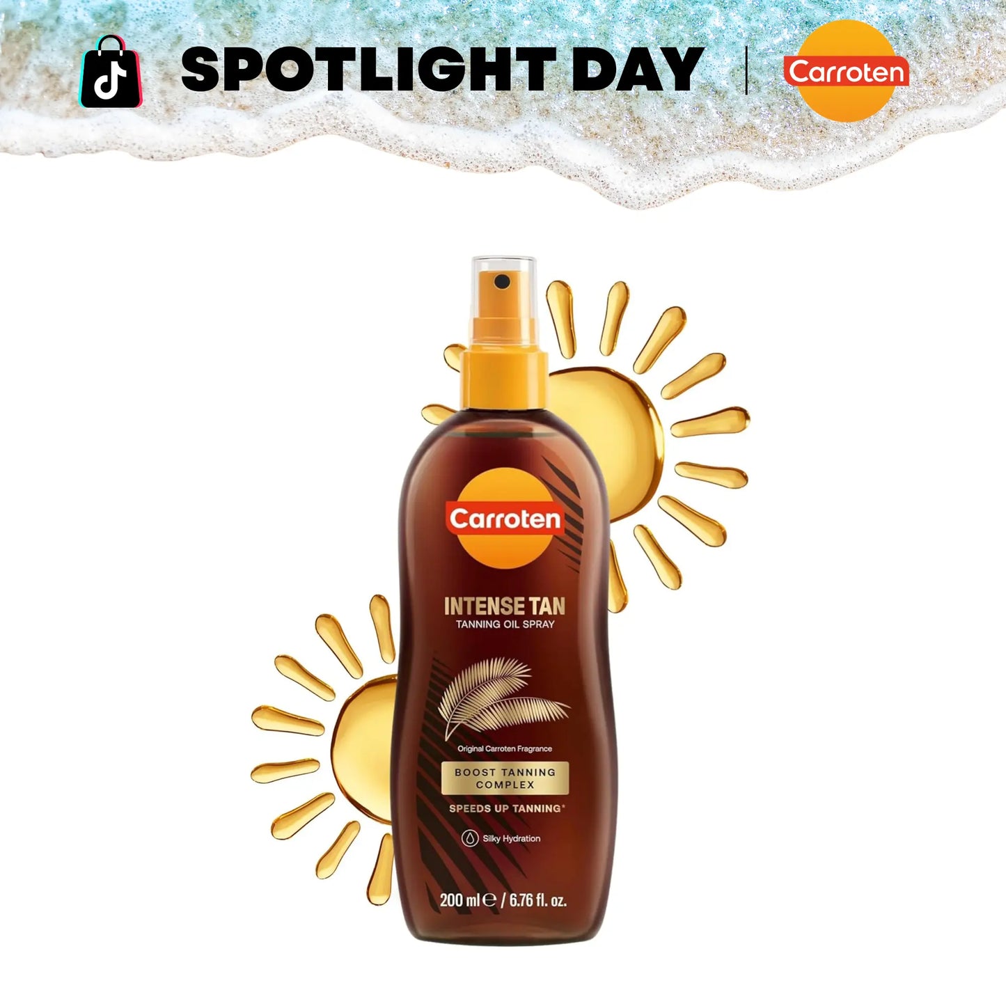 Carroten Intensive Tanning Oil Spray | Browning Tan Accelerator | Vitamin E and Carrot & Coconut Oils | Water-Resistant, Silky Hydration | Coconut Fragrance | Made in Greece | 6.7 Oz