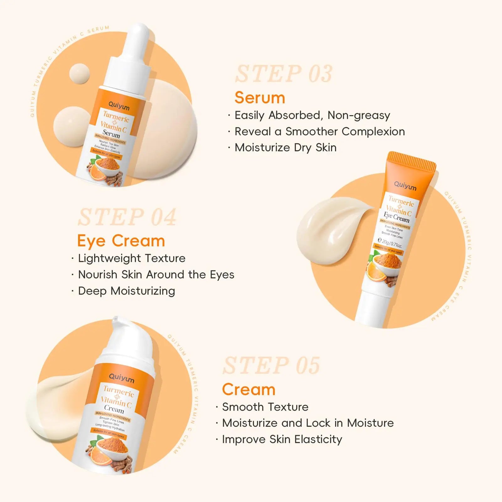 Quiyum Turmeric Vitamin C Skincare Set, Turmeric Glow Set, Moisturizing Skin Care Set, Including Cleanser, Toner, Cream, Eye Cream, Serum, Soap, Mud Mask, Gift Box, for Women & Girls