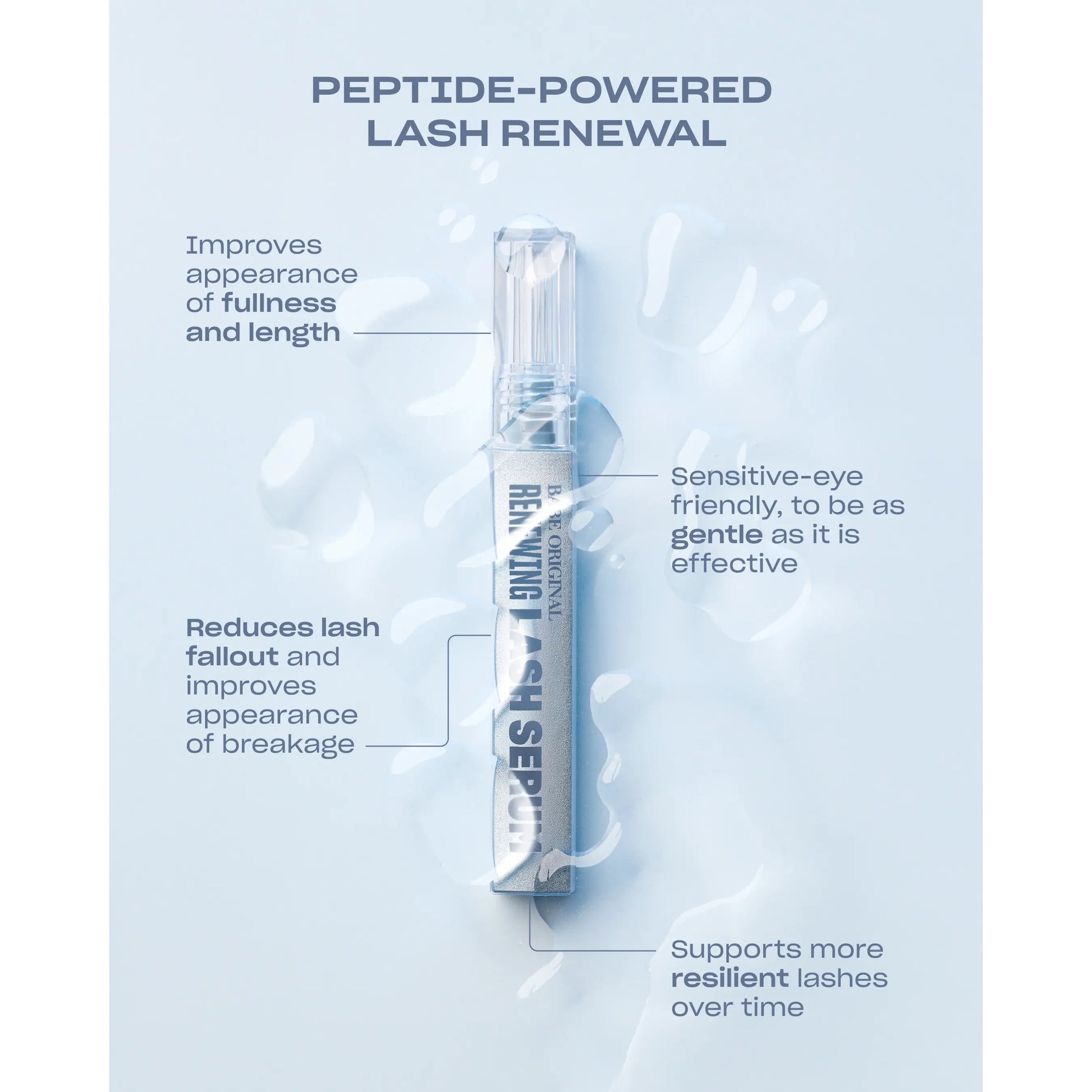 Renewing Lash Serum, Babe Lash Eyelash Serum, Prostaglandin-Free, Peptide-Powered Lash Serum, Support Fuller, Longer-Looking Lashes, Gentle & Effective, Easy to Use