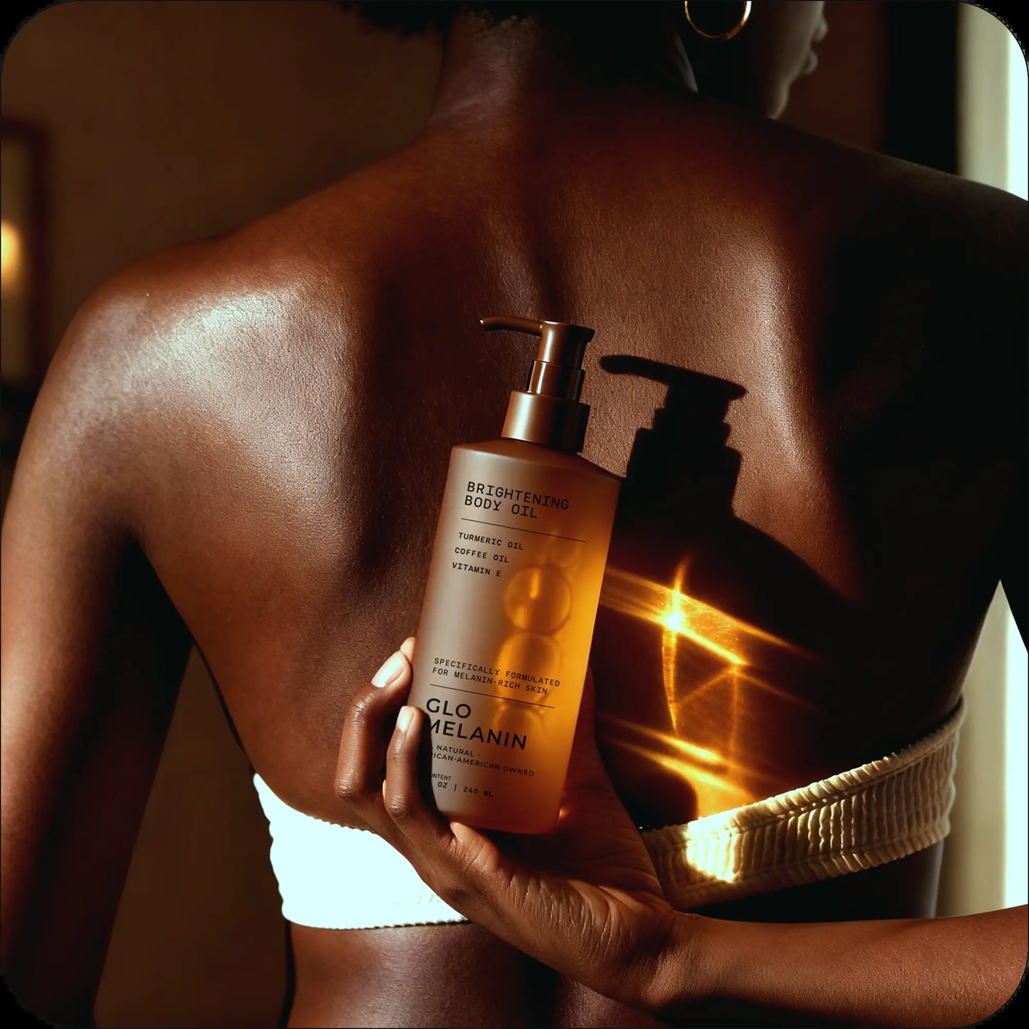 Glo Melanin Brightening Body Oil with Turmeric Grapeseed Oil & Vitamin E for Dark Spots Hyperpigmentation 240Ml Nourishing Care