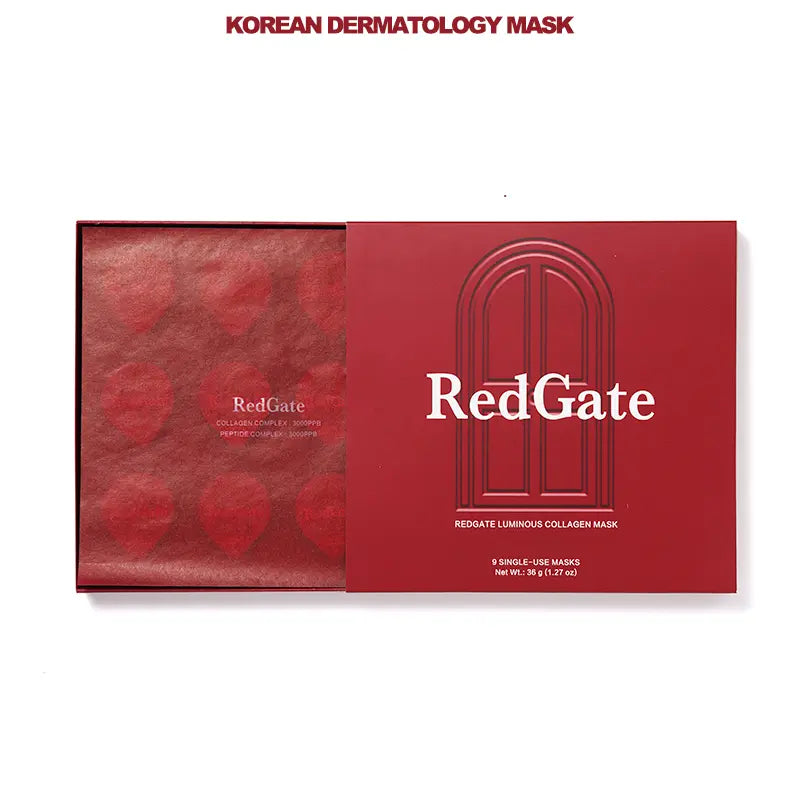 Redgate Korean Dermatology Luminous Collagen Mask (9Ea) |Deep Collagen Power Boosting Mask | Tear-Off Facial Mask for Firm Skin Repair