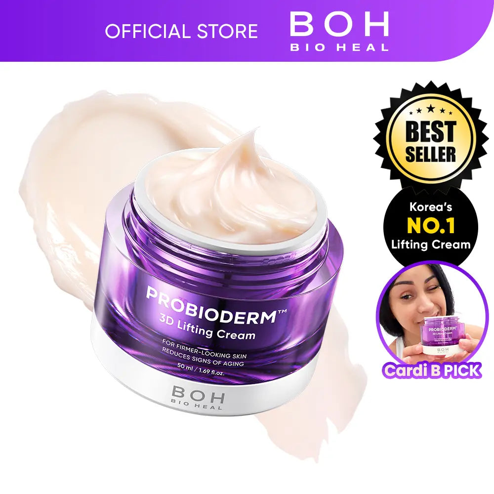 [Cardi B Pick] BIOHEAL BOH Probioderm 3D Lifting Cream 1.7 Fl Oz | Advanced Korean Facial Night Cream with 17-Peptide Complex & Probioderm for Wrinkles on Face and Neck, Butter-Rich Texture for Perfect Slugging | Mother'S Day Gift