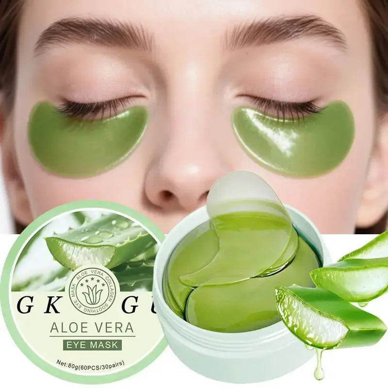 60Pcs Aloe Vera and Collagen Under-Eye Serum Gel Patches, Eye Treatment Mask for Dark Circles, Puffiness and Fine Lines, Firming Eye Mask for Eye Bags, Fragrance-Free Skincare with Natural Ingredients, Gel Packaging, Tightening Eye Patches