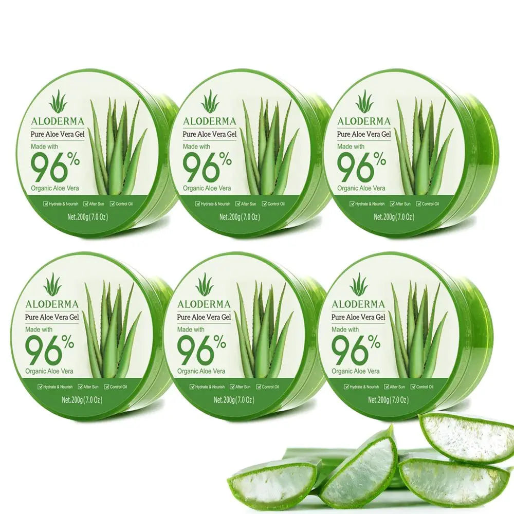 Aloderma Aloe Vera Gel Made within 12 Hours of Harvest with 96% Pure Organic Aloe Vera for Skin, Scalp, & Hair, Soothing Aloe Face Moisturizer, Multipurpose, Hydrating Aloe Gel, 7.05Oz