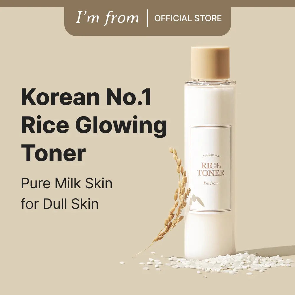 [I'M from Official Shop] Rice Toner, 77.78% Rice Extract from Korea, Glow Essence with Niacinamide, Hydrating for Dry Skin, Vegan, Alcohol Free, Fragrance Free, Peta Approved, K Beauty Moisture Skincare Skin Repair Comfort Hydrate Moisturizer Moisturizing