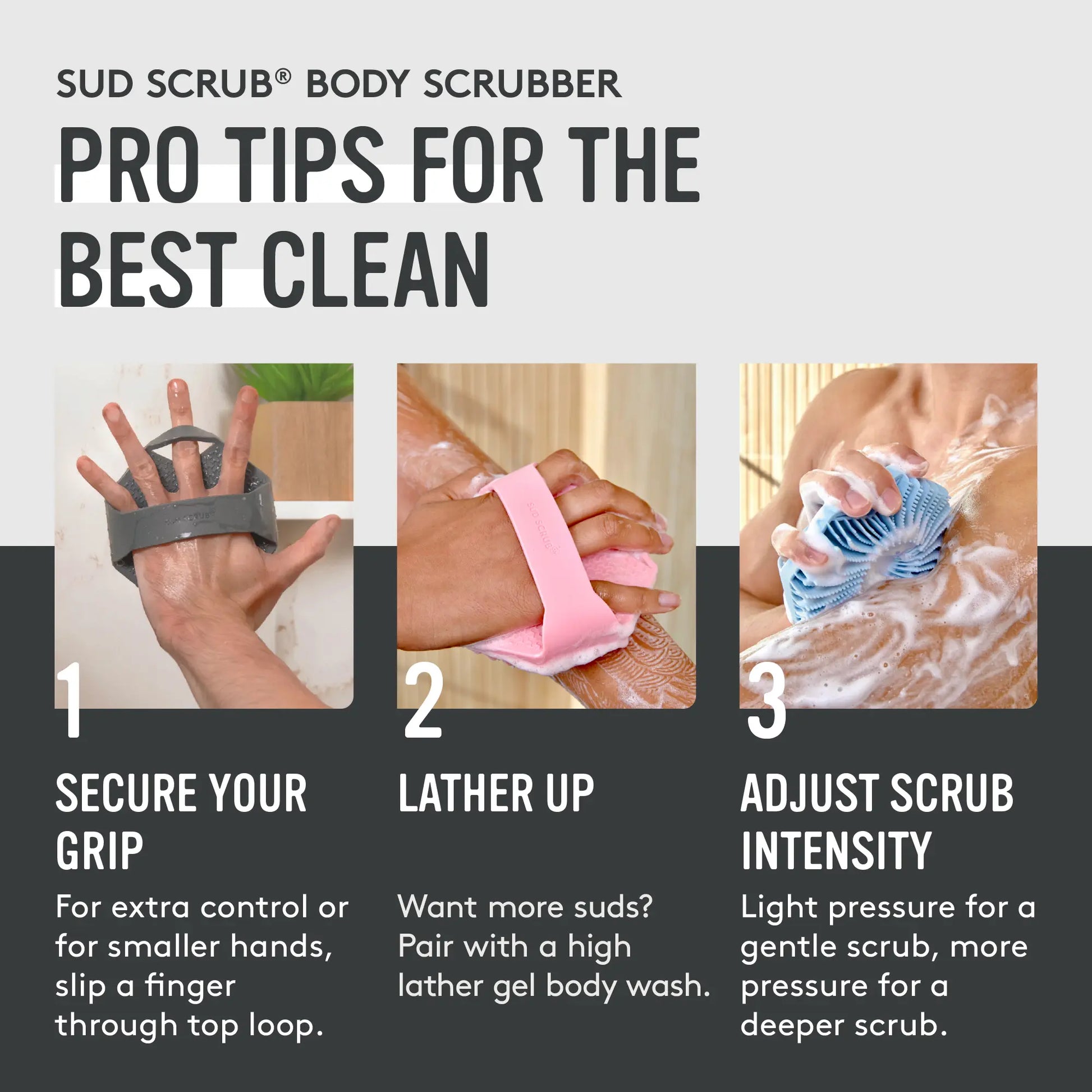 Sud Scrub Body Scrubber – Antimicrobial Silicone Shower Brush for Sensitive Skin & Body Breakouts | Exfoliating Body Cleanser for Dead Skin Removal, Deep Clean, Oily Skin, Smooth Skin, Shower Tool for Men & Women