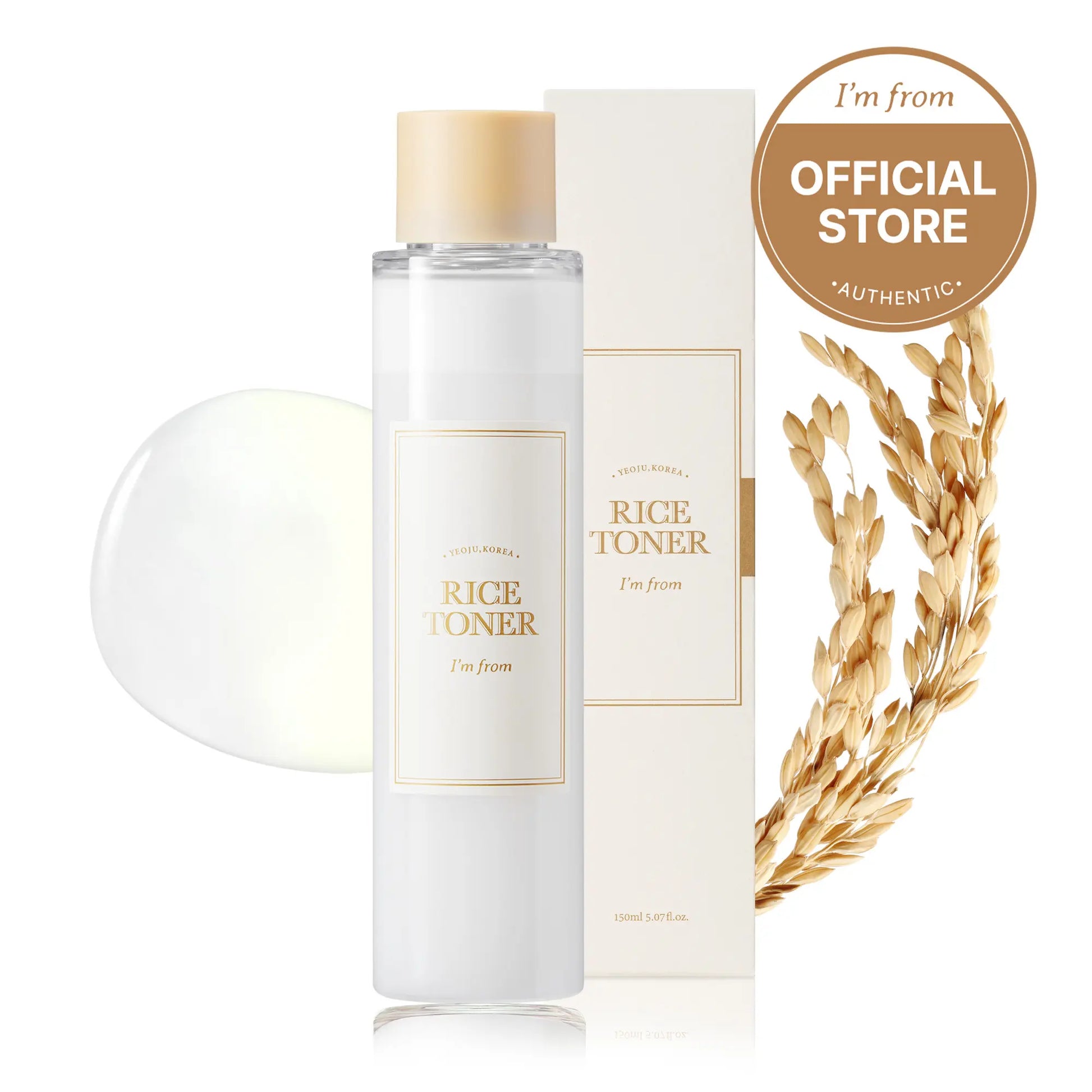 [I'M from Official Shop] Rice Toner, 77.78% Rice Extract from Korea, Glow Essence with Niacinamide, Hydrating for Dry Skin, Vegan, Alcohol Free, Fragrance Free, Peta Approved, K Beauty Moisture Skincare Skin Repair Comfort Hydrate Moisturizer Moisturizing