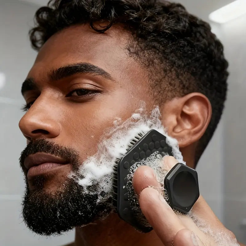 Men'S Face Scrubber, Gentle Exfoliator Pad, Exfoliating Brush and Massager, Fragrance-Free Personal Care Tool for Deep Cleansing and Smoother Shaving, Easy-Grip Design with Non-Irritating, Skin-Friendly Fabric