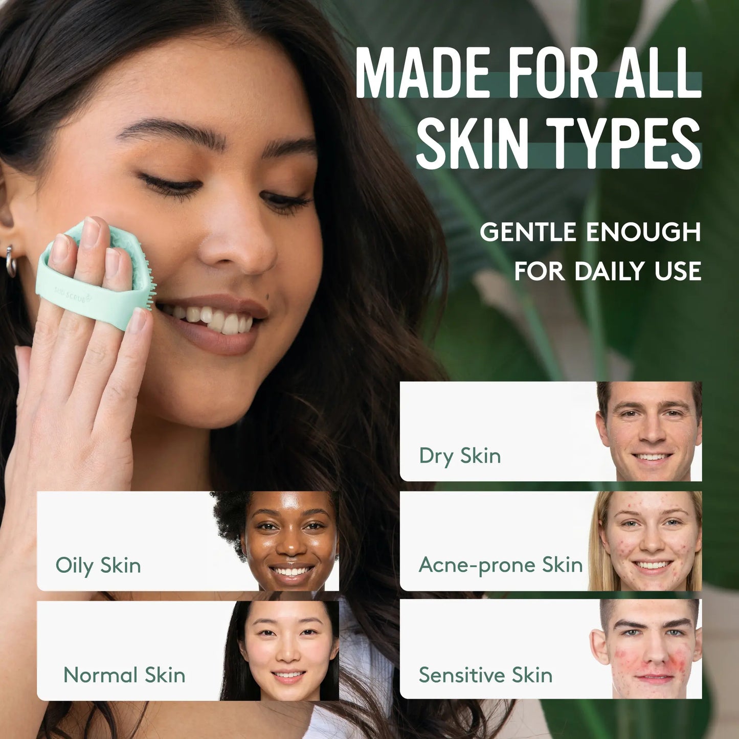 Sud Scrub Face Scrubber – Antimicrobial Silicone Facial Cleansing Brush for Acne, Blackheads, Pores & Sensitive Skin | Exfoliating Face Cleanser Tool for Oily Skin, Dead Skin Removal, Deep Clean, Skincare Tool for Men & Women