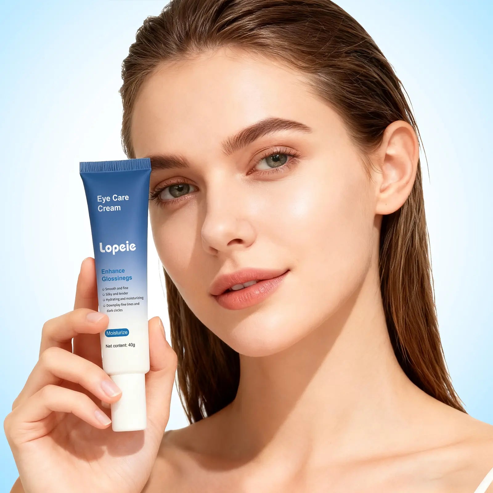 Lopeie Eye Cream with Hyaluronic Acid, Caffeine, Peony Seed Oil & 5-Peptide Complex – Hydrates, Brightens & Reduces Puffiness