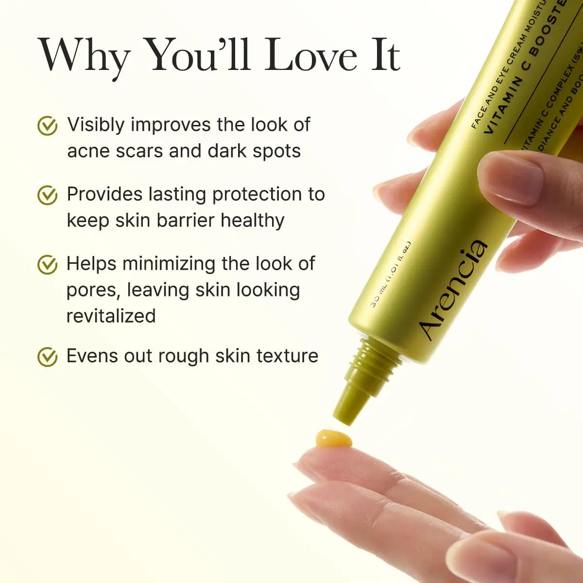 Arencia Unscented Vitamin C Booster Shot Glow Serum - with Glutathione, Niacinamide & Vitamin E, 30Ml/1.01 Fl.Oz Korean Skincare for Fade Dark Spots, Skin Repair, Brighten Skin Tones - Face Care Products, Beauty Products