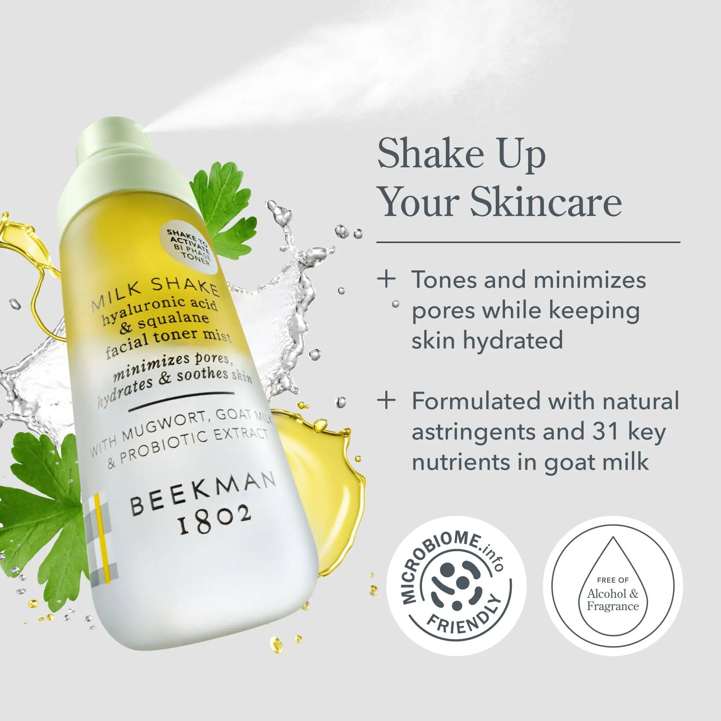 Milk Shake Hyaluronic Acid & Squalane Facial Toner Mist; Hydrates, Soothes Skin, Sensitive, Mugwort, Hydration, Minimizes Pores