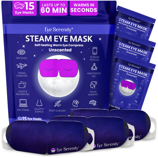 Eye Serenity Steam Eye Mask - Warm Eye Compress and Sleep Mask for Dry Eye, Screen Fatigue, Travel, Sleep, Gifts - Calming Heated Eye Mask