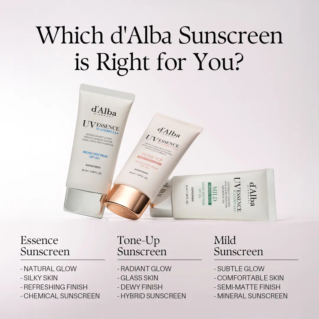 [OFFICIAL D'Alba] White Truffle Waterfull Tone up Sunscreen Serum - SPF 50+ Hydrating Korean Facial Sun Cream (1.69 Fl Oz) Lightweight Moisturizer