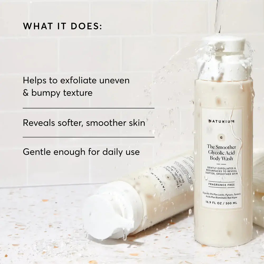 Naturium the Exfoliating Body Bundle, KP Body Scrub & Mask and the Smoother Glycolic Acid Body Wash