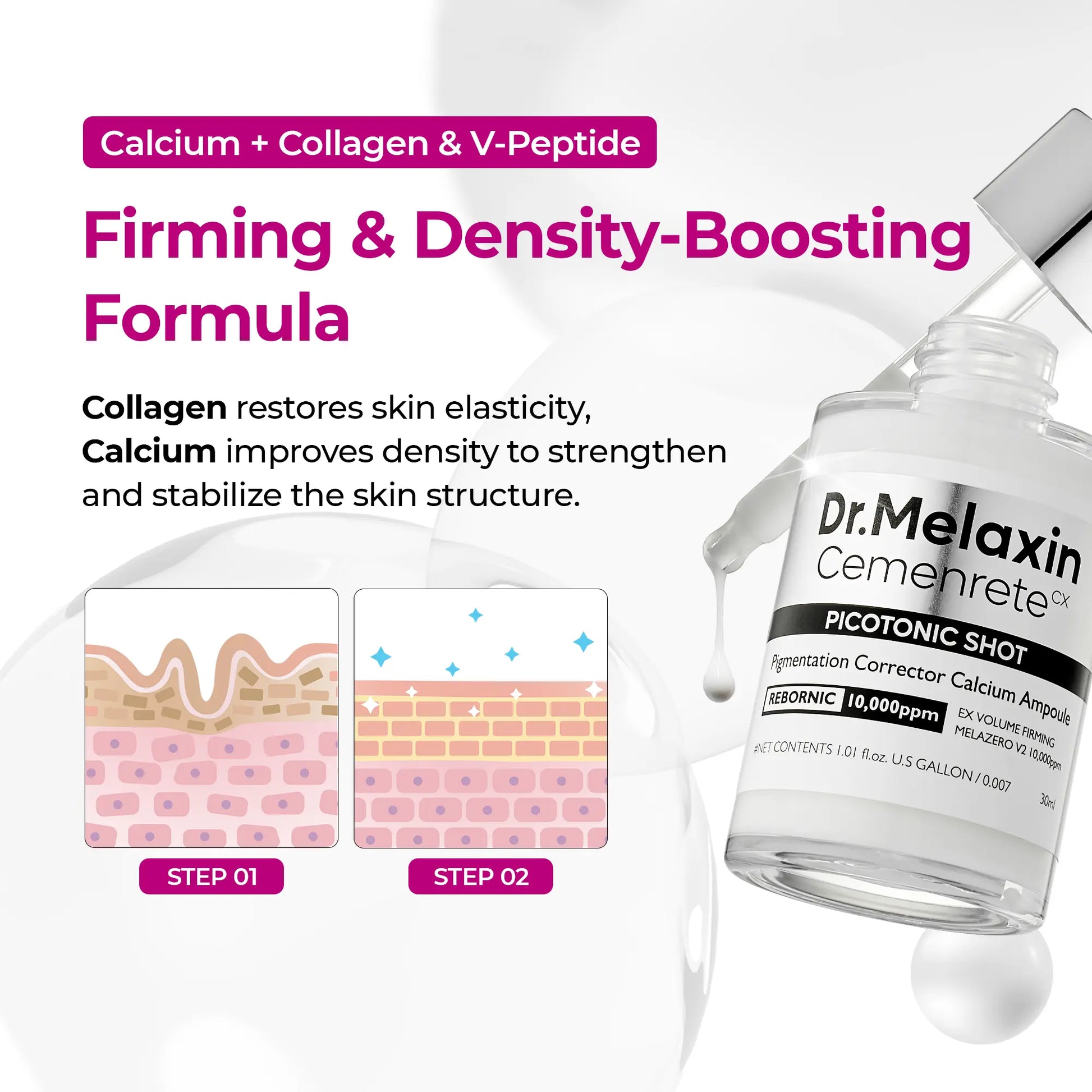 [Dr.Melaxin Official] Lumi Firm & Lift Duo | Plumping Skin & Strengthen Skin Density | Cyano Pink Spicule Serum + Picotonic Shot Serum Skin Repair
