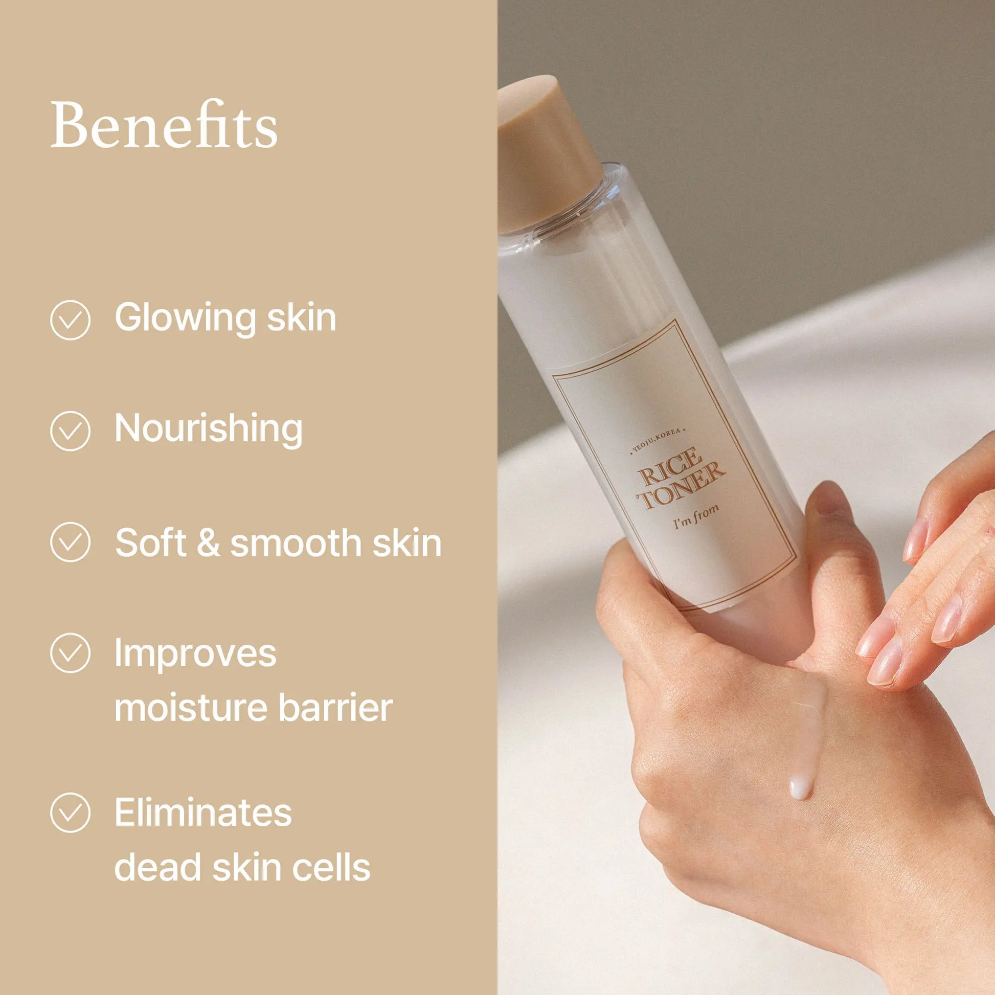 [I'M from Official Shop] Rice Toner, 77.78% Rice Extract from Korea, Glow Essence with Niacinamide, Hydrating for Dry Skin, Vegan, Alcohol Free, Fragrance Free, Peta Approved, K Beauty Moisture Skincare Skin Repair Comfort Hydrate Moisturizer Moisturizing