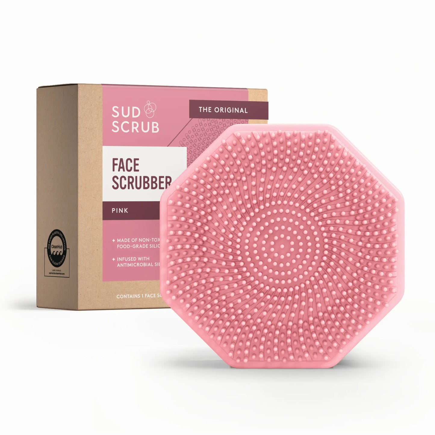 Sud Scrub Face Scrubber – Antimicrobial Silicone Facial Cleansing Brush for Acne, Blackheads, Pores & Sensitive Skin | Exfoliating Face Cleanser Tool for Oily Skin, Dead Skin Removal, Deep Clean, Skincare Tool for Men & Women
