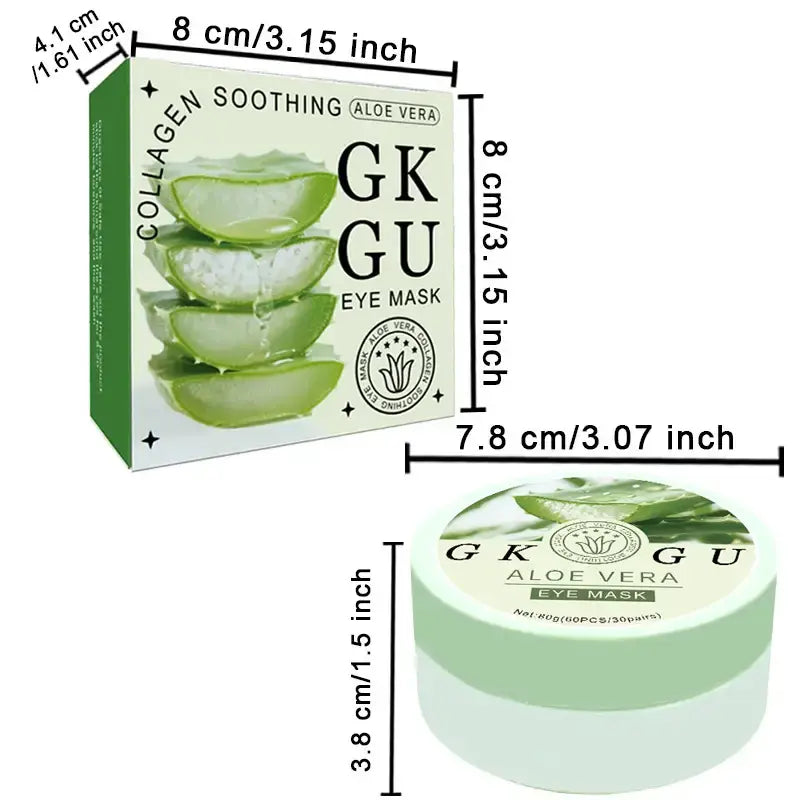 60Pcs Aloe Vera and Collagen Under-Eye Serum Gel Patches, Eye Treatment Mask for Dark Circles, Puffiness and Fine Lines, Firming Eye Mask for Eye Bags, Fragrance-Free Skincare with Natural Ingredients, Gel Packaging, Tightening Eye Patches