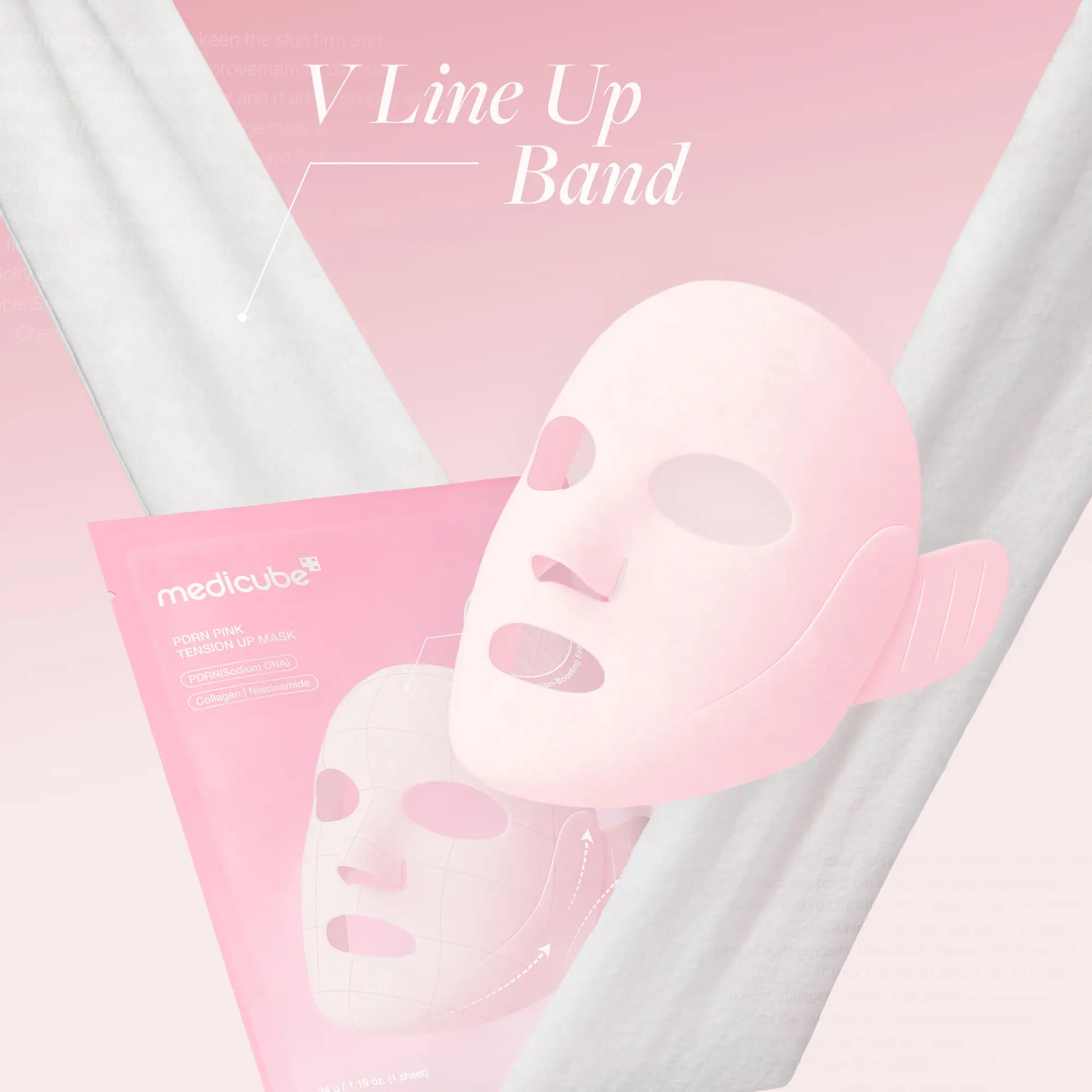 [Medicube] PDRN Pink Firming Care Mask | 3-Step Firming Care Mask with Ear Hooks for De-Puffing & Contoured Skin | 99% Salmon PDRN, NAD, Caffeine | K-Beauty, Korean Skincare V-Line Tightening Mask