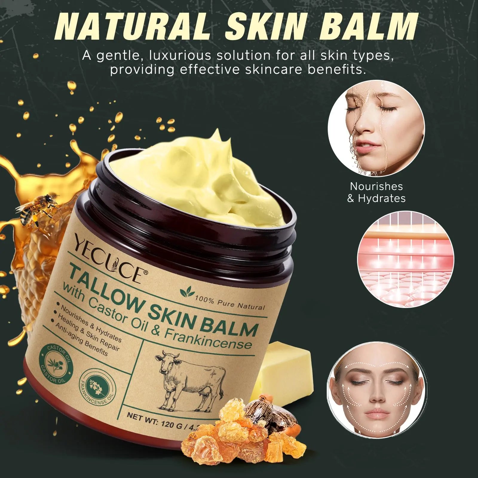 Tallow Skin Balm, Moisturizing and Hydrating Multipurpose Body Cream, Suitable for the Whole Body, Body Care Product for Women & Men #GLOBAL PICKS
