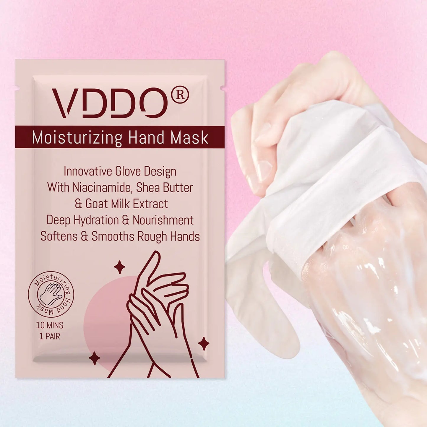 VDDO Deep Moisturizing Hand Mask – 6 Pairs | Niacinamide, Shea Butter & Goat Milk Extract for Dry, Rough Hands