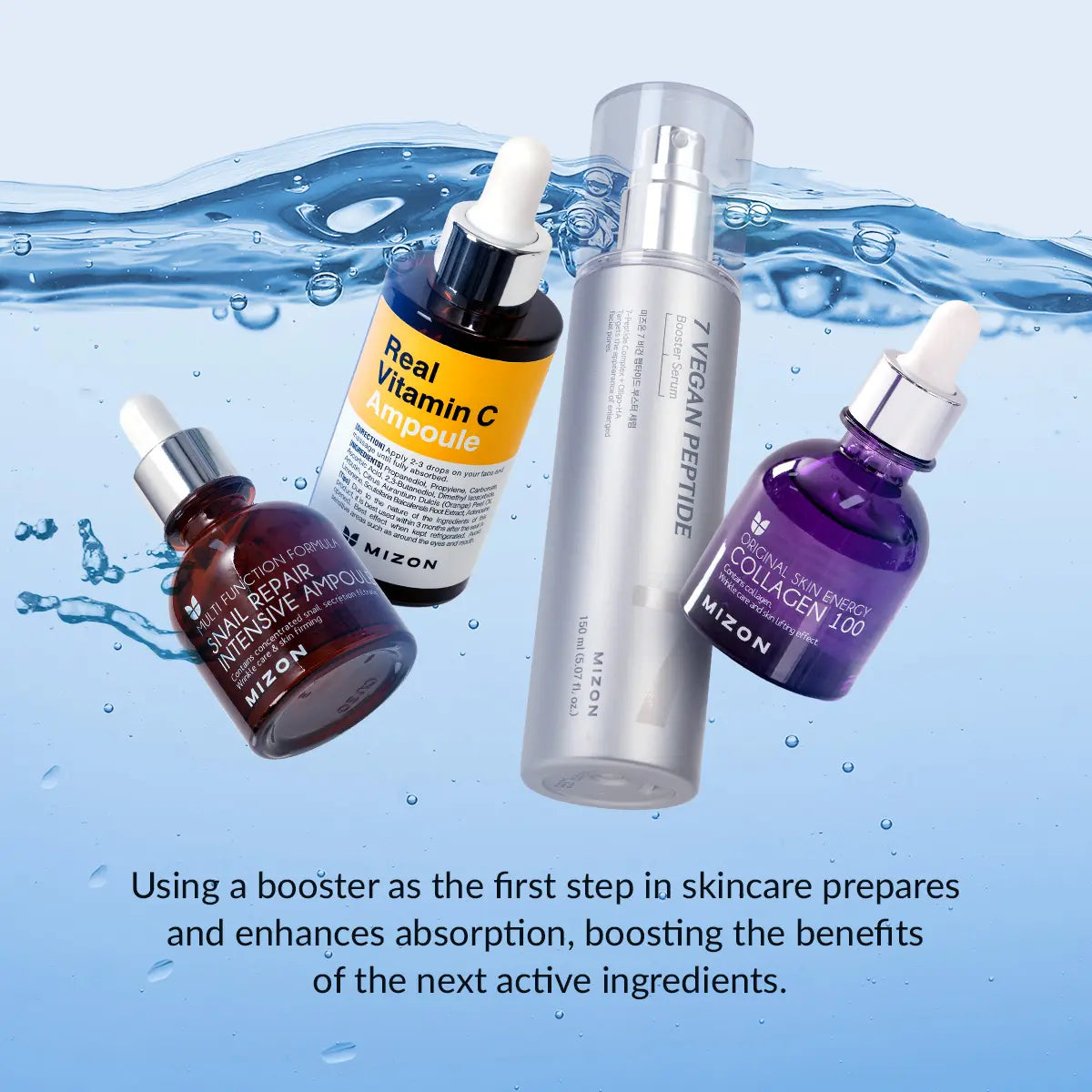 MIZON 7 Vegan Peptide Booster Serum (150Ml) – Booster Serum, Hydrating & Pore-Minimizing First-Step Serum with 7 Vegan Peptides + Niacinamide + Hyaluronic Acid | Lightweight Watery Texture | Simplifies Your Routine in One Step | Korean Skincare