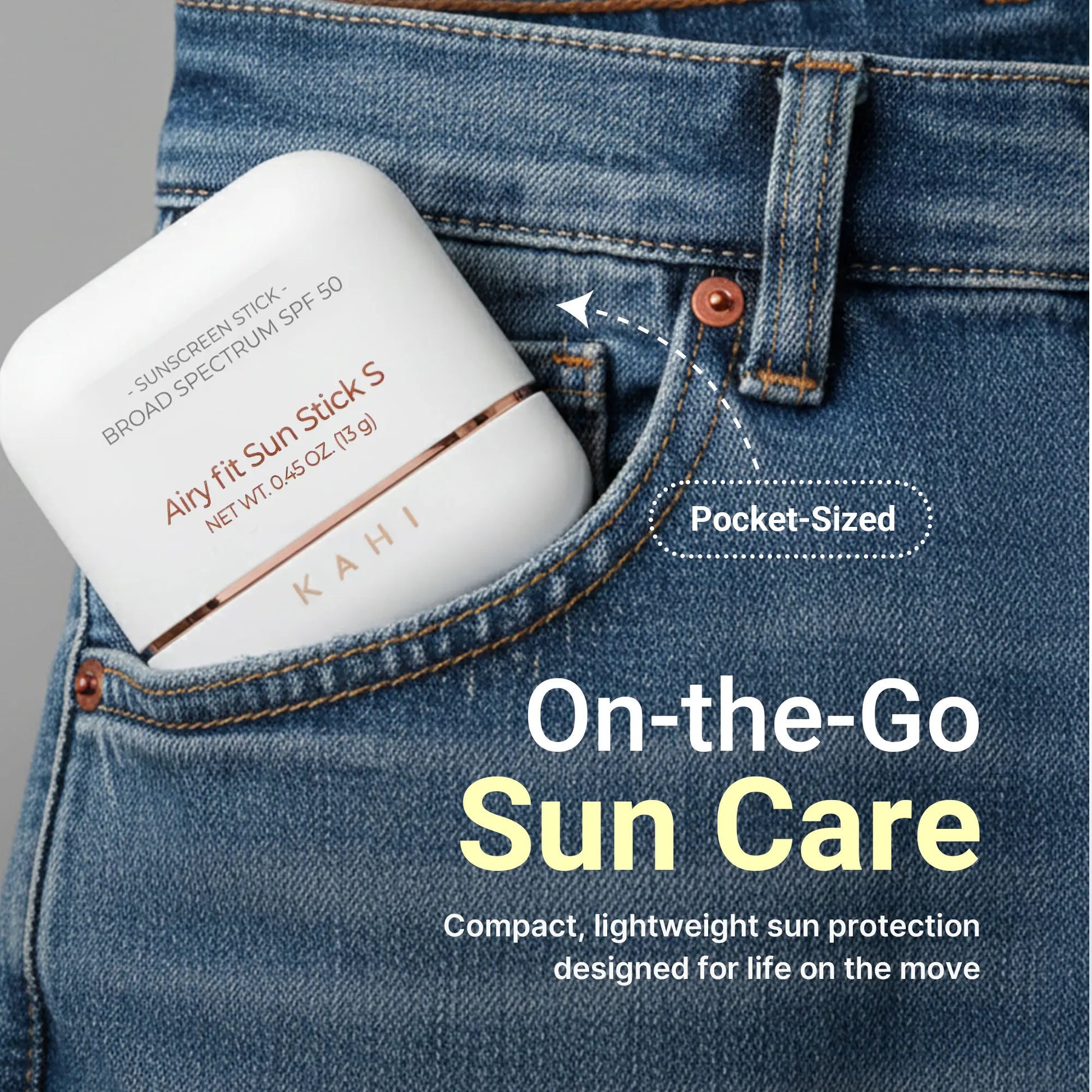 KAHI Airy Fit Sun Stick S SPF 50+ Official Product Triple Functional Broad Spectrum Face Sunscreen Stick - Waterproof, Sweatproof & Sandproof - Ultra-Lightweight & Non-Greasy Sun Shield - Korean Skin Care 0.49 Oz