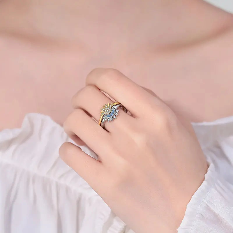 Adjustable Sun & Moon Design Ring Set, New Style Fashion Jewelry for Party, Daily Clothing Decor, Trendy Gift for Your Girlfriend