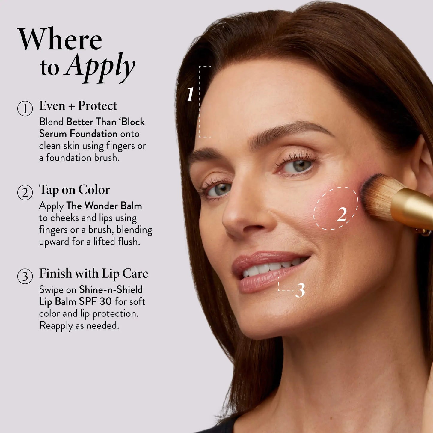 Laura Geller Good Skin SPF Kit (4PC) with SPF 50 Foundation, SPF 30 Shine N Shield Lip Balm, Wonder Balm, Makeup Bag, and FREE Brush