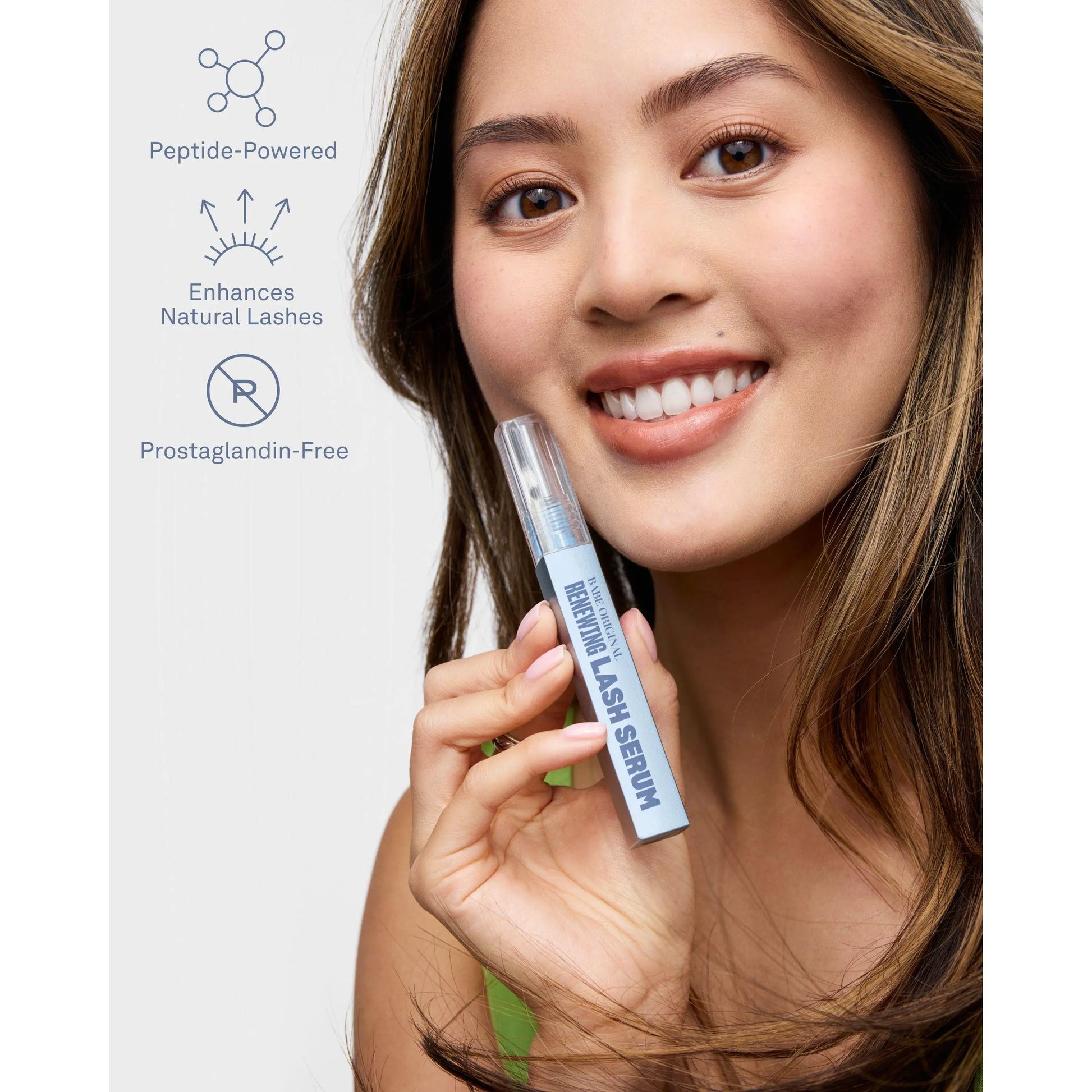 Renewing Lash Serum, Babe Lash Eyelash Serum, Prostaglandin-Free, Peptide-Powered Lash Serum, Support Fuller, Longer-Looking Lashes, Gentle & Effective, Easy to Use