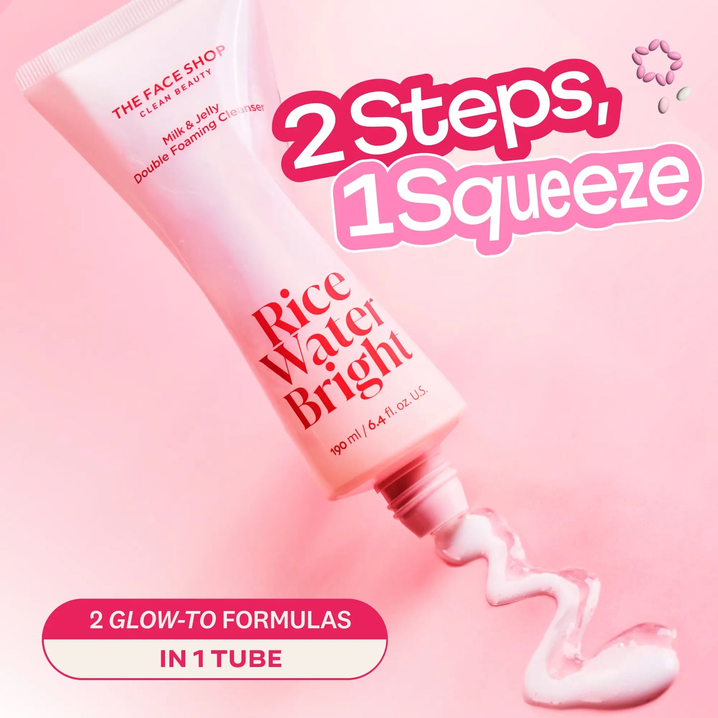 [THE FACE SHOP] Rice Water Bright Milk & Jelly Double Cleanser | 2-In-1 Foaming Facial Cleanser with Squalane, Panthenol & Hyaluronic Acid | Removes Sunscreen & Daily Makeup, Deep Pore Cleansing for Glass-Skin Glow | Korean Skincare