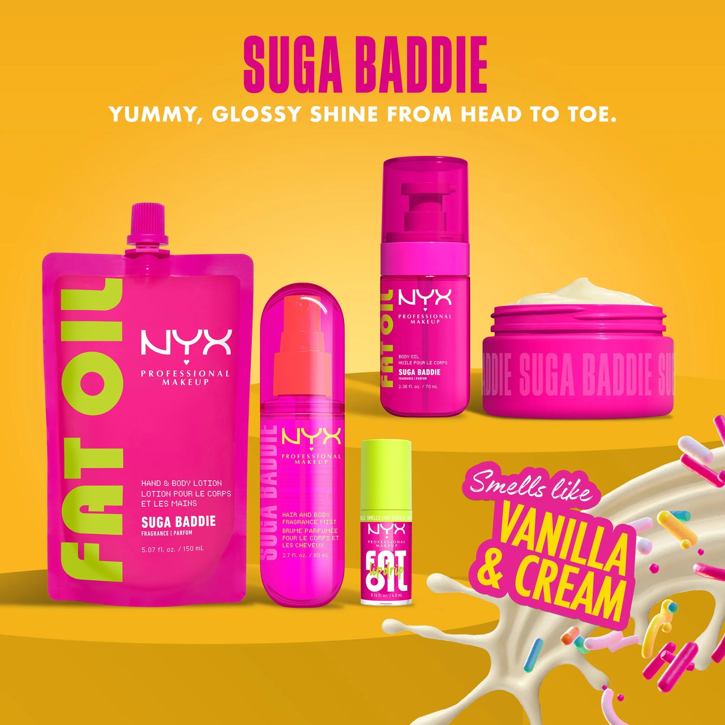 [NEW] Fat Oil Hydrating Hand & Body Lotion, 24H Moisturizer, Avocado Oil, Vanilla Scented, Non-Greasy, Vegan Cruelty-Free, Travel-Friendly Pouch, NYX Professional Makeup
