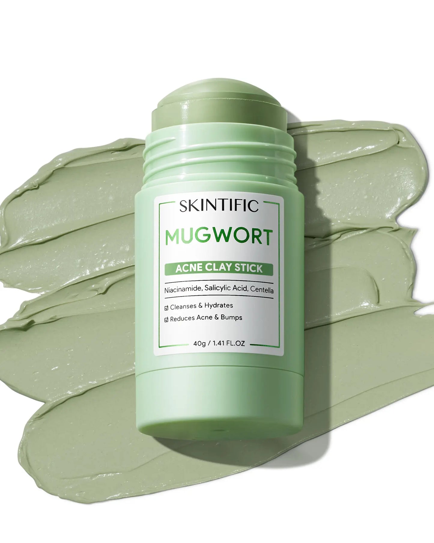 [New Launch] SKINTIFIC Mugwort Acne Clay Mask Stick Niacinamide Salicylic Acid Centella Soothing Oil Control