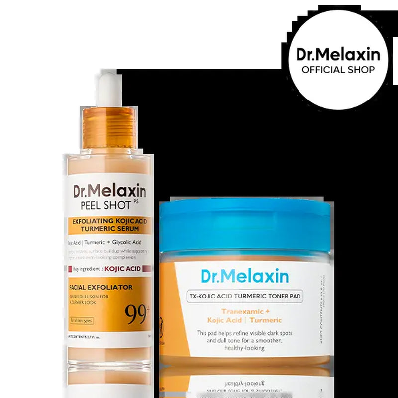 [Dr.Melaxin Official] Kojic Acid Turmeric Amber Face & Body Care Set, Dark Spot & Pigmentation Care for Uneven Skin Tone