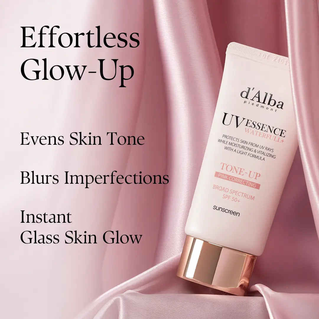 [OFFICIAL D'Alba] White Truffle Waterfull Tone up Sunscreen Serum - SPF 50+ Hydrating Korean Facial Sun Cream (1.69 Fl Oz) Lightweight Moisturizer