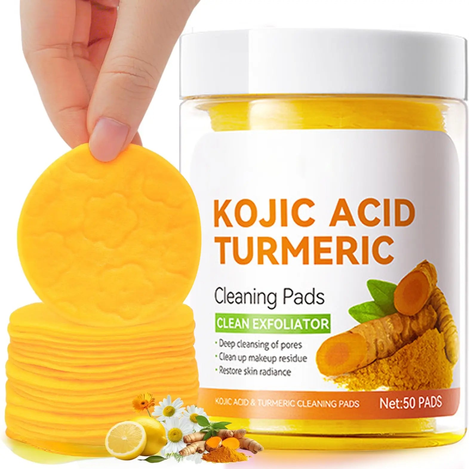 Turmeric Kojic Acid Cleansing Pads Exfoliate for Acne and Dark Spots Wipe