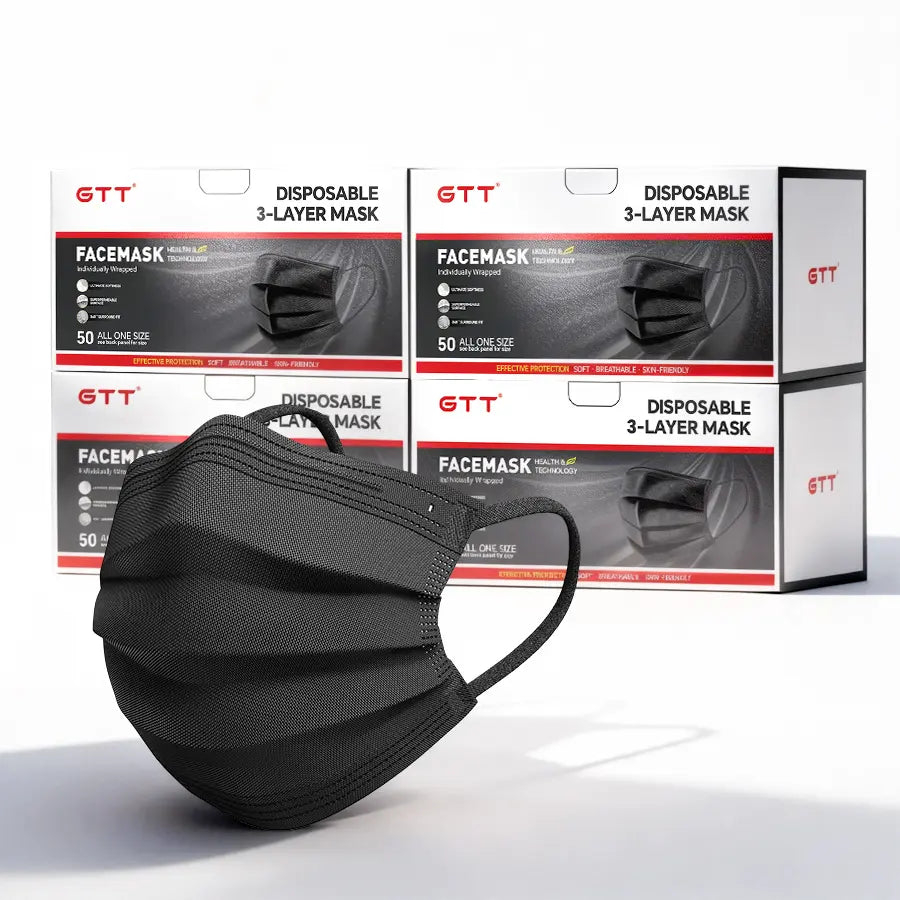 Disposable Protective Face Mask 50/100Pack Individually Packaged Wrapped Protection for Adults 3-Layer Filter Safety Face Masks Non-Woven Melt-Blown Filter Breathable Protection Mask for Travel Daily Protection against Droplets
