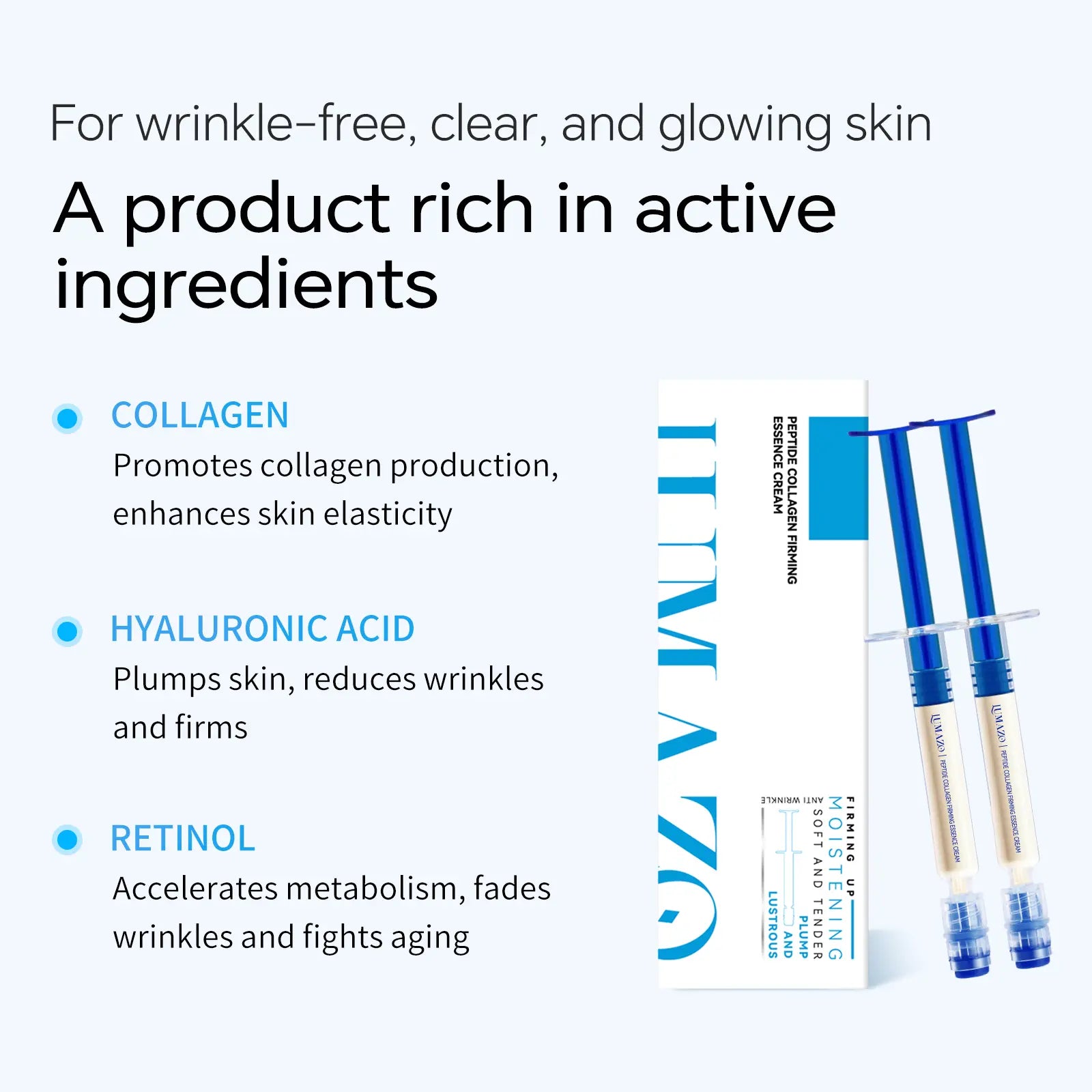 Lumazo-Polypeptide Collagen Elastic Essence Cream Moisturizing Hydrating Firming Low Irritating Serum