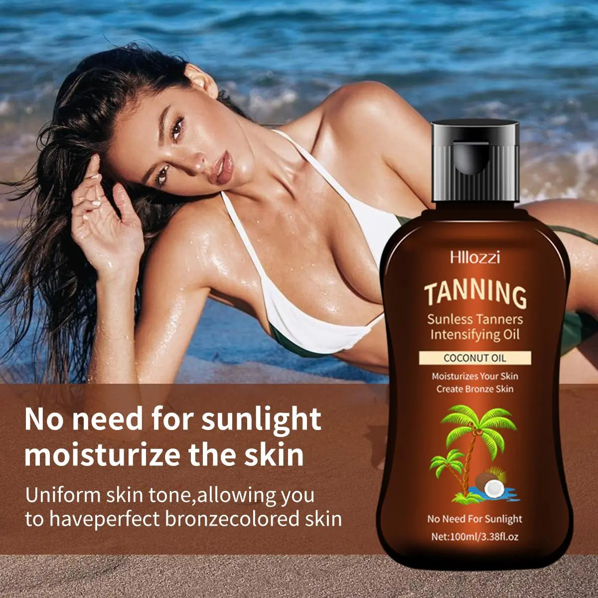 Coconut Tanning Oil, 1 Box of Moisturizing, Hydrating Body Tanning Moisturizer Self Tanner, Nourishing Oil, Non-Greasy Body & Face Tanning Oil, Skin Care Product for Women & Men, Sunless Tanning Oil